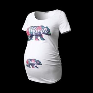Maternity mama bear baby bear white tank, size Small